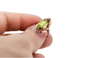 Geltonasis peridotas Originalus 14k rožinio aukso vintage Žiedas Vintage vrc047r